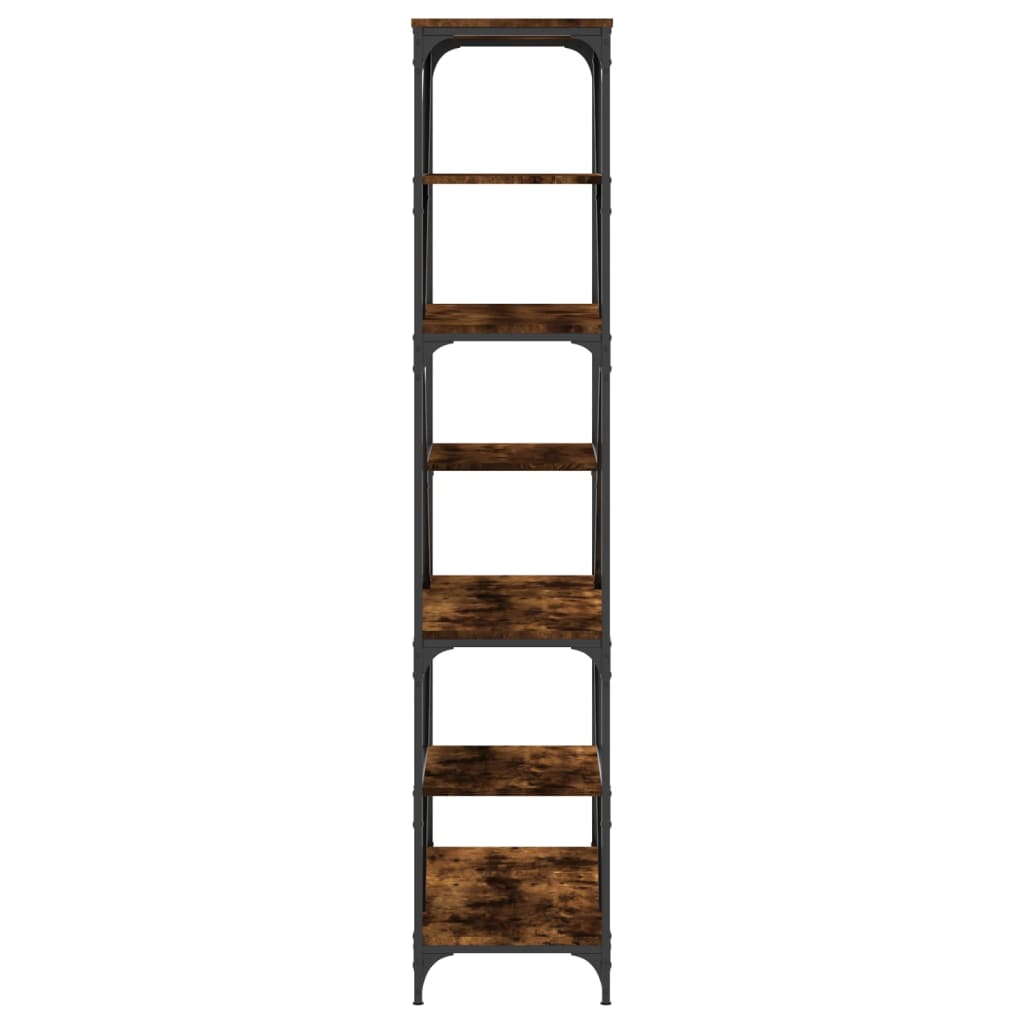 Bibliothèque chêne fumé 91x36x176 cm bois ingénierie et acier - XIOS