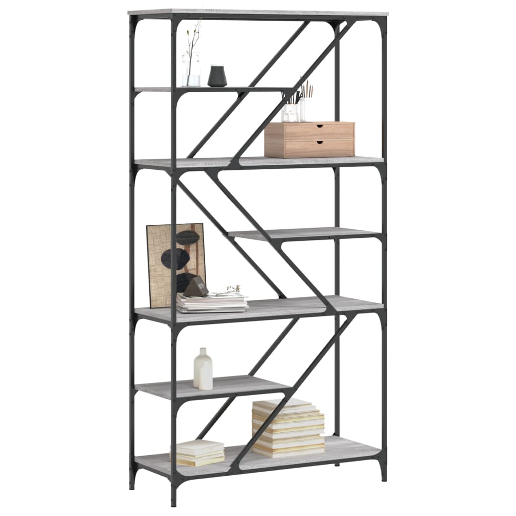 Bibliothèque sonoma gris 91x36x176cm bois d'ingénierie et acier - XIOS