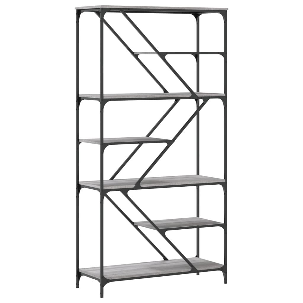 Bibliothèque sonoma gris 91x36x176cm bois d'ingénierie et acier - XIOS