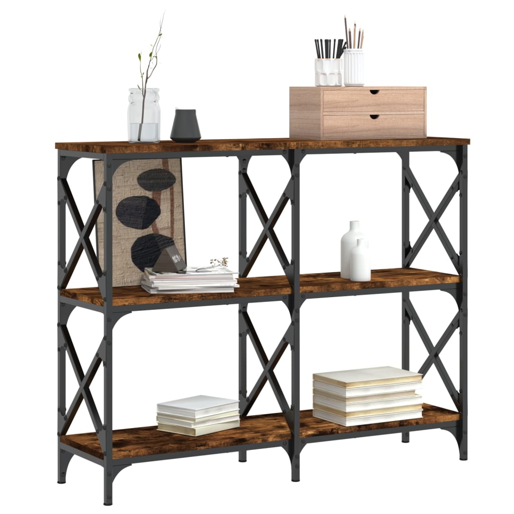 Table console chêne fumé 100x28x80,5 cm bois d'ingénierie - XIOS