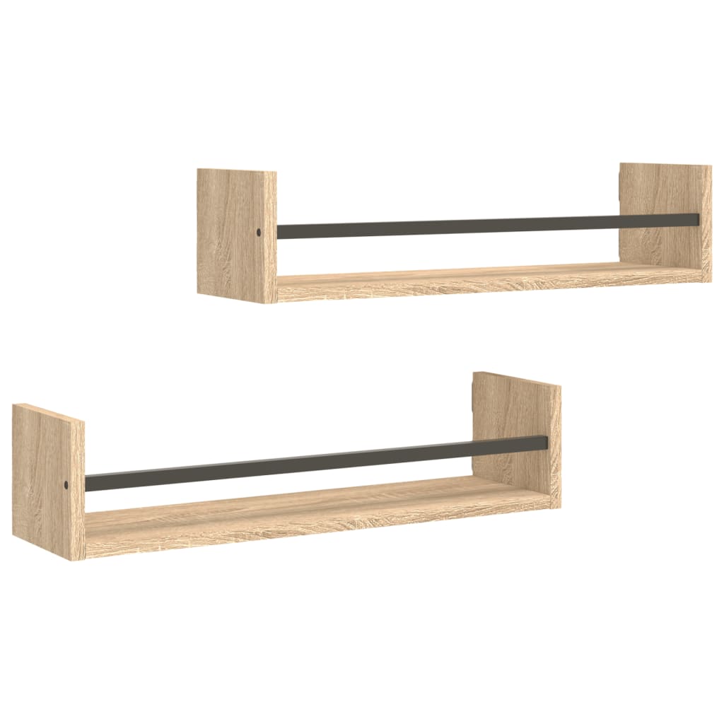 Étagères murales avec barres 2 pcs chêne sonoma 60x16x14 cm - XIOS