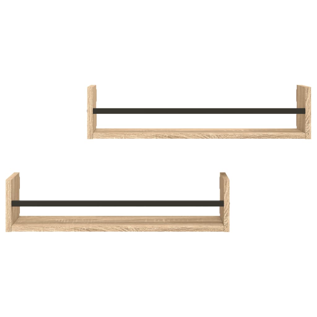Étagères murales avec barres 2 pcs chêne sonoma 60x16x14 cm - XIOS