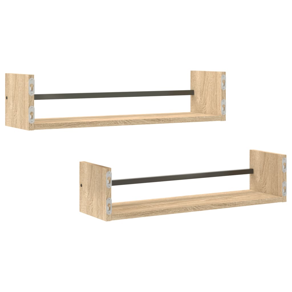 Étagères murales avec barres 2 pcs chêne sonoma 60x16x14 cm - XIOS