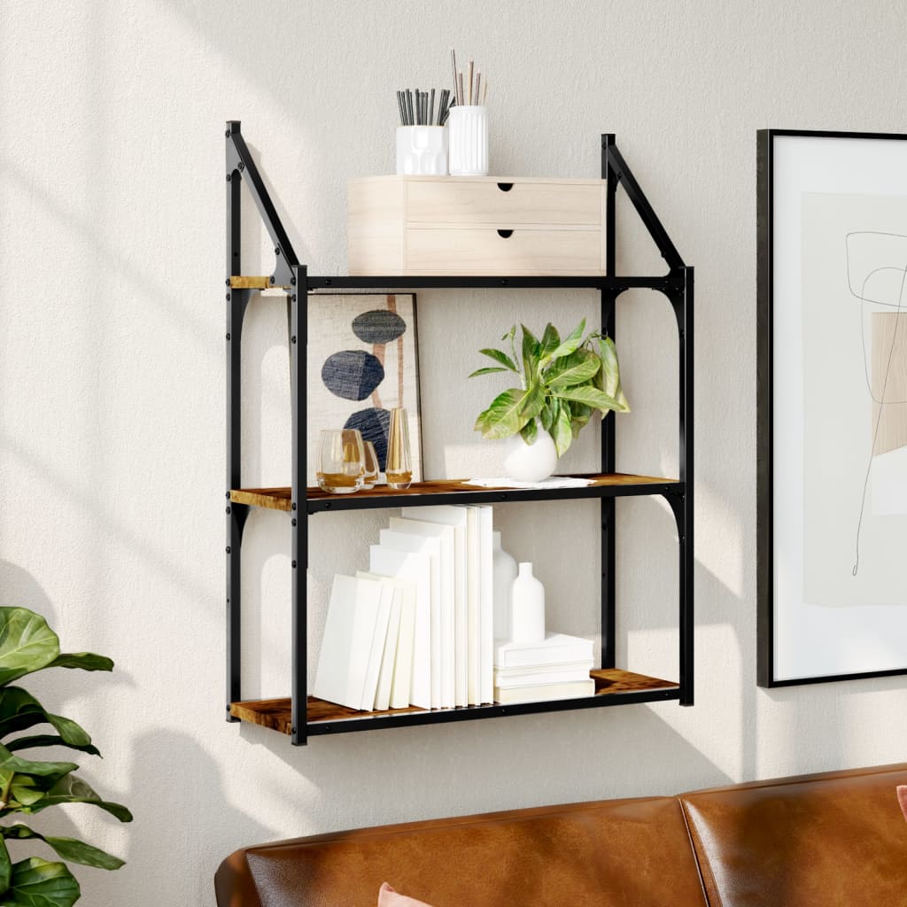 Étagère murale 3 niveaux chêne fumé 60x21x78,5 cm - XIOS