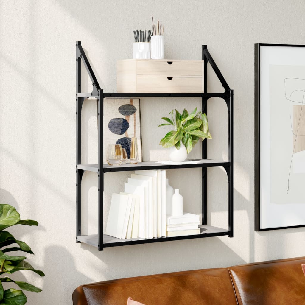 Étagère murale 3 niveaux sonoma gris 60x21x78,5 cm - XIOS