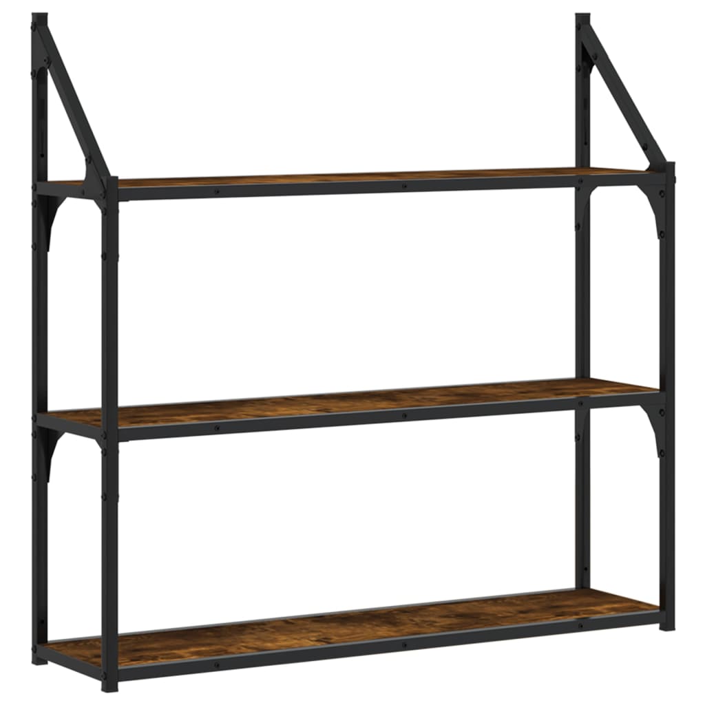 Étagère murale 3 niveaux chêne fumé 80x21x78,5 cm - XIOS