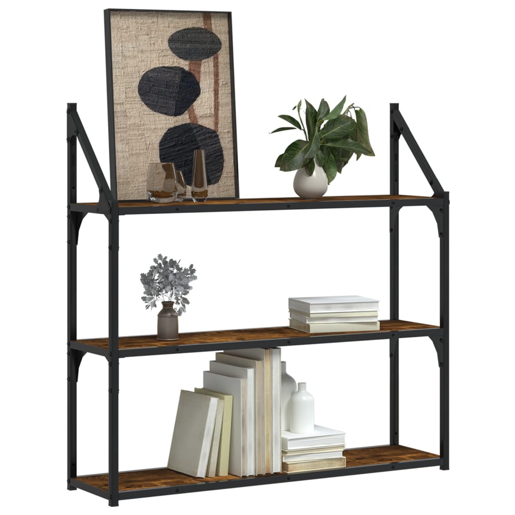 Étagère murale 3 niveaux chêne fumé 80x21x78,5 cm - XIOS