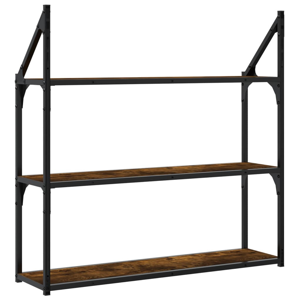 Étagère murale 3 niveaux chêne fumé 80x21x78,5 cm - XIOS