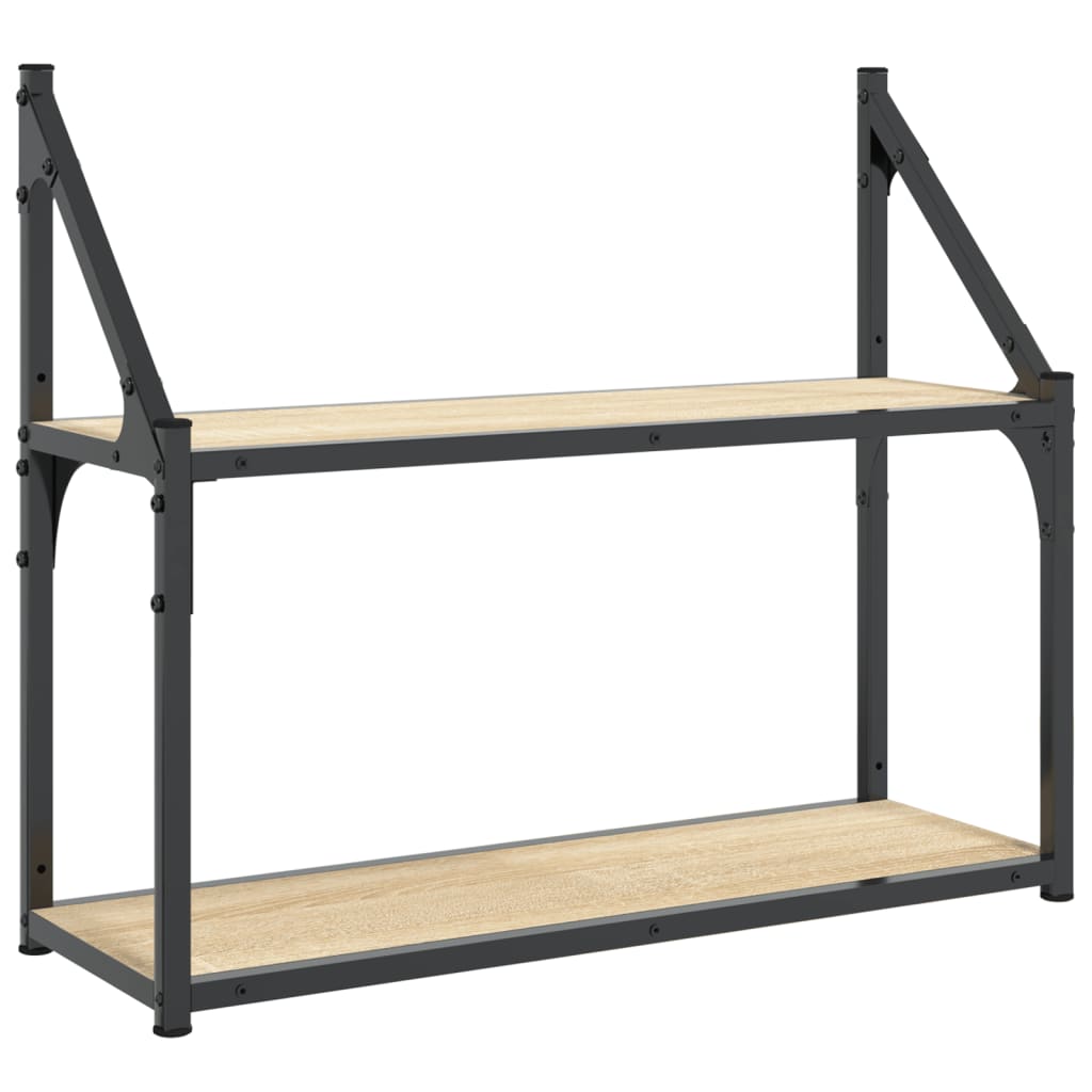 Étagère murale 2 niveaux chêne sonoma 60x21x51 cm Étagères murales & corniches vidaXL