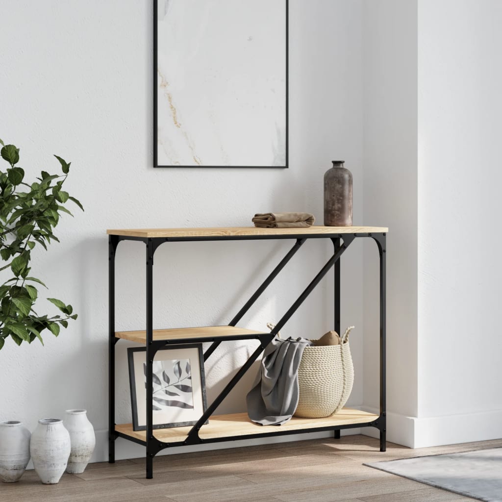 Table console chêne sonoma 88,5x30x75 cm bois d'ingénierie - XIOS
