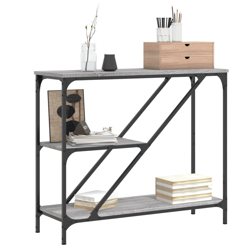 Table console sonoma gris 88,5x30x75 cm bois d'ingénierie - XIOS