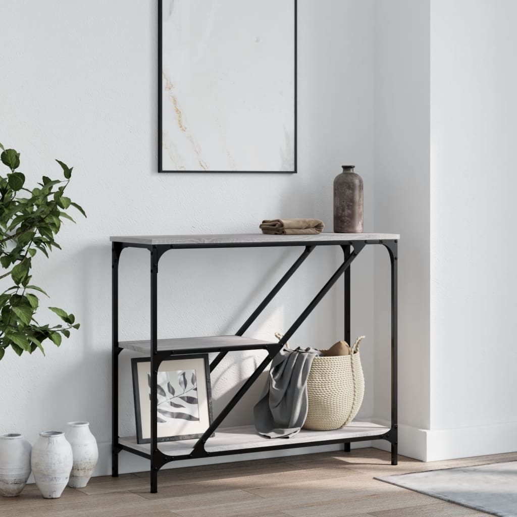 Table console sonoma gris 88,5x30x75 cm bois d'ingénierie - XIOS