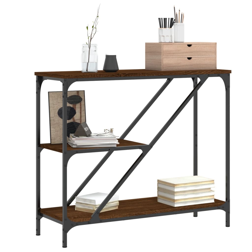 Table console chêne marron 88,5x30x75 cm bois d'ingénierie - XIOS