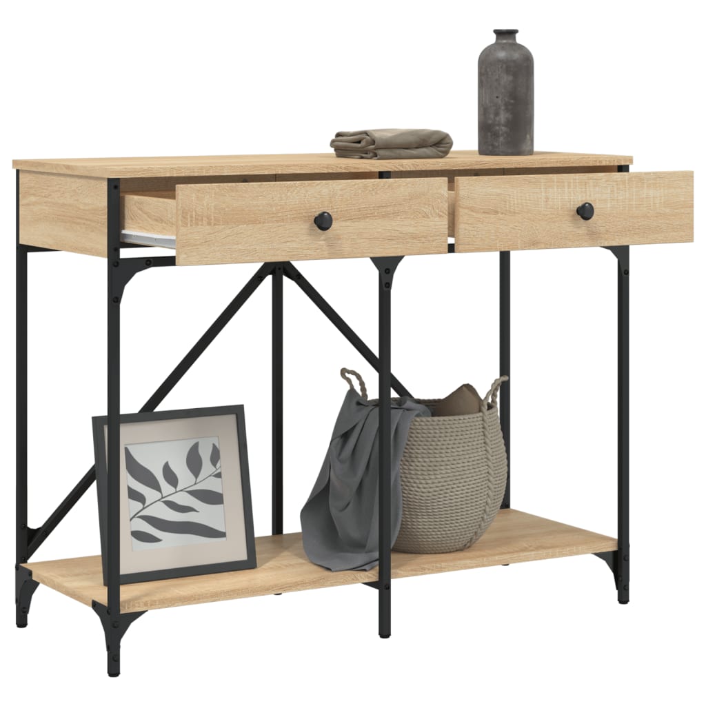 Table console chêne sonoma 100x39x78,5 cm bois d'ingénierie - XIOS