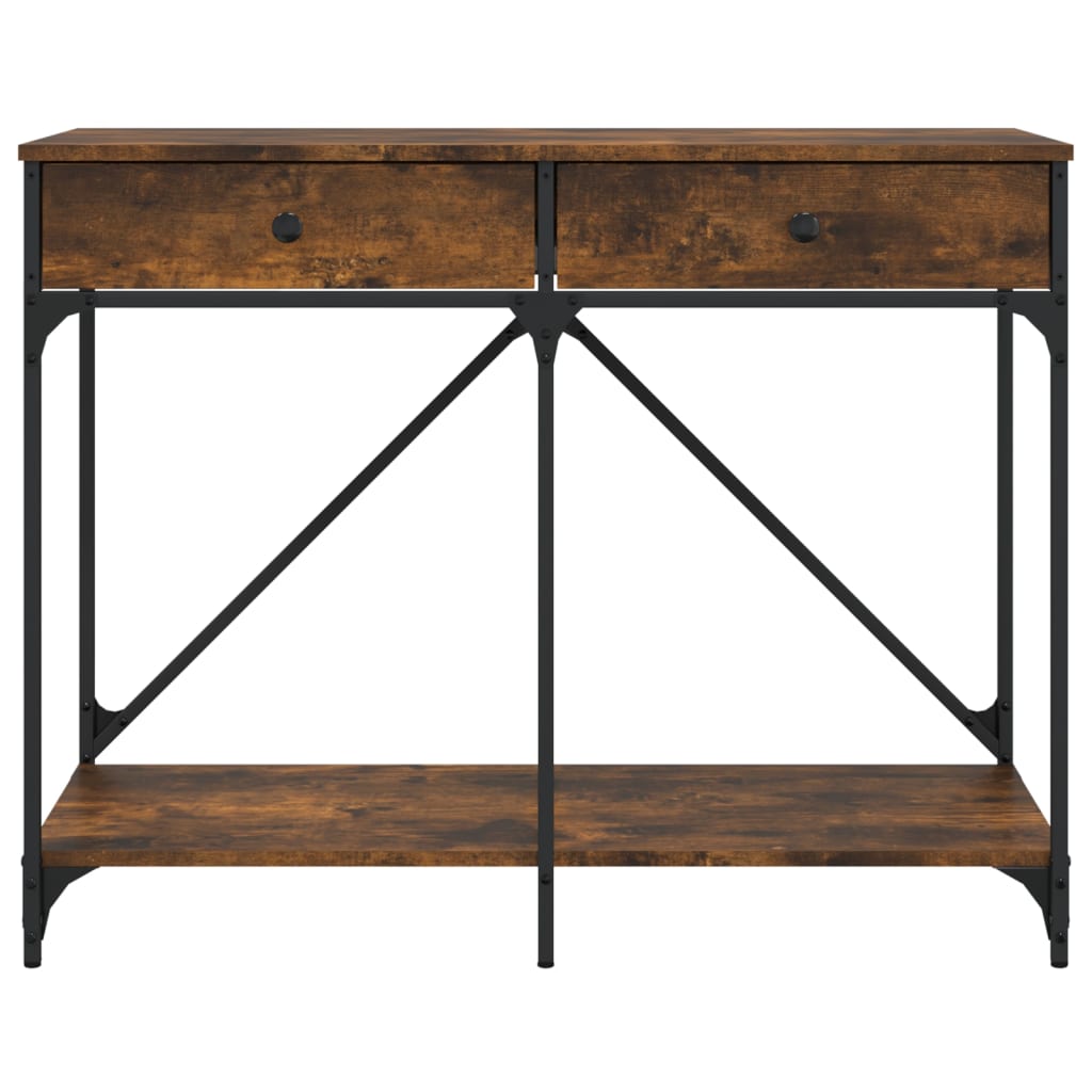 Table console chêne fumé 100x39x78,5 cm bois d'ingénierie - XIOS