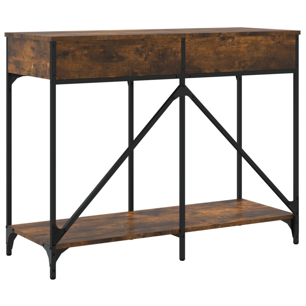 Table console chêne fumé 100x39x78,5 cm bois d'ingénierie - XIOS