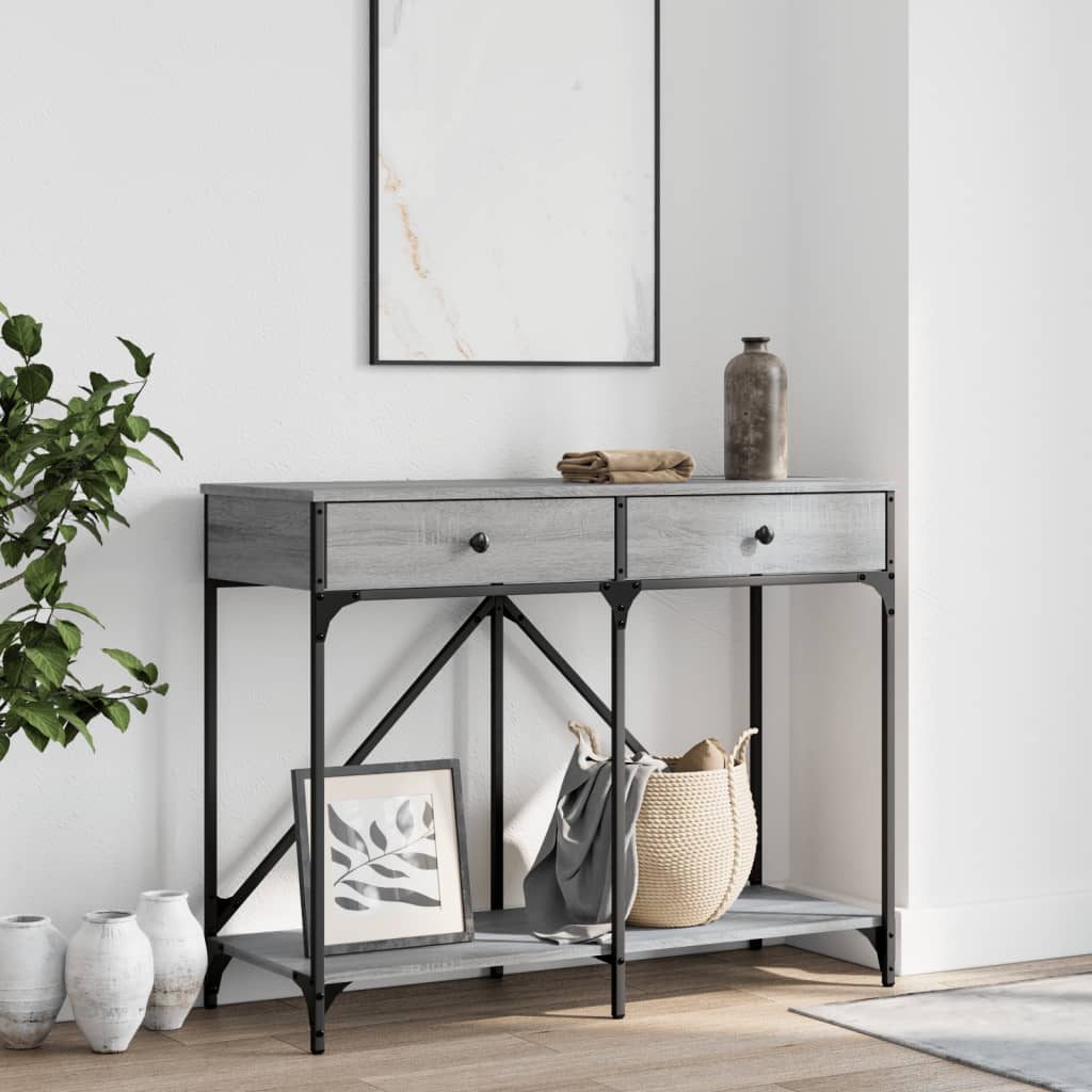 Table console sonoma gris 100x39x78,5 cm bois d'ingénierie - XIOS