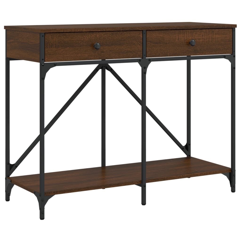 Table console chêne marron 100x39x78,5 cm bois d'ingénierie - XIOS