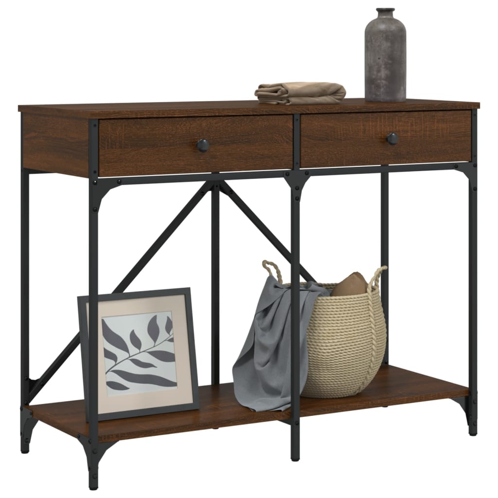 Table console chêne marron 100x39x78,5 cm bois d'ingénierie - XIOS