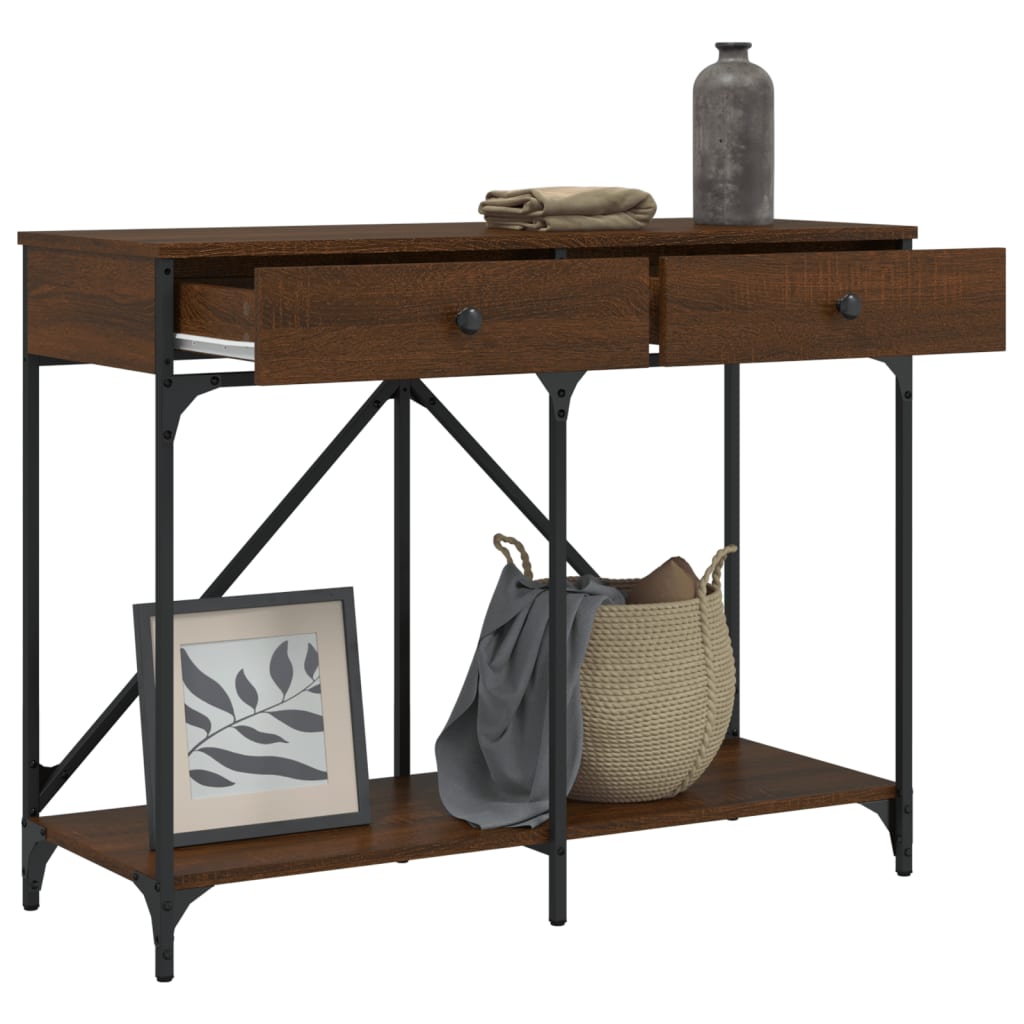 Table console chêne marron 100x39x78,5 cm bois d'ingénierie - XIOS