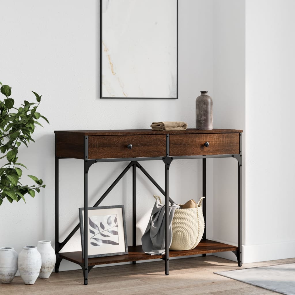 Table console chêne marron 100x39x78,5 cm bois d'ingénierie - XIOS