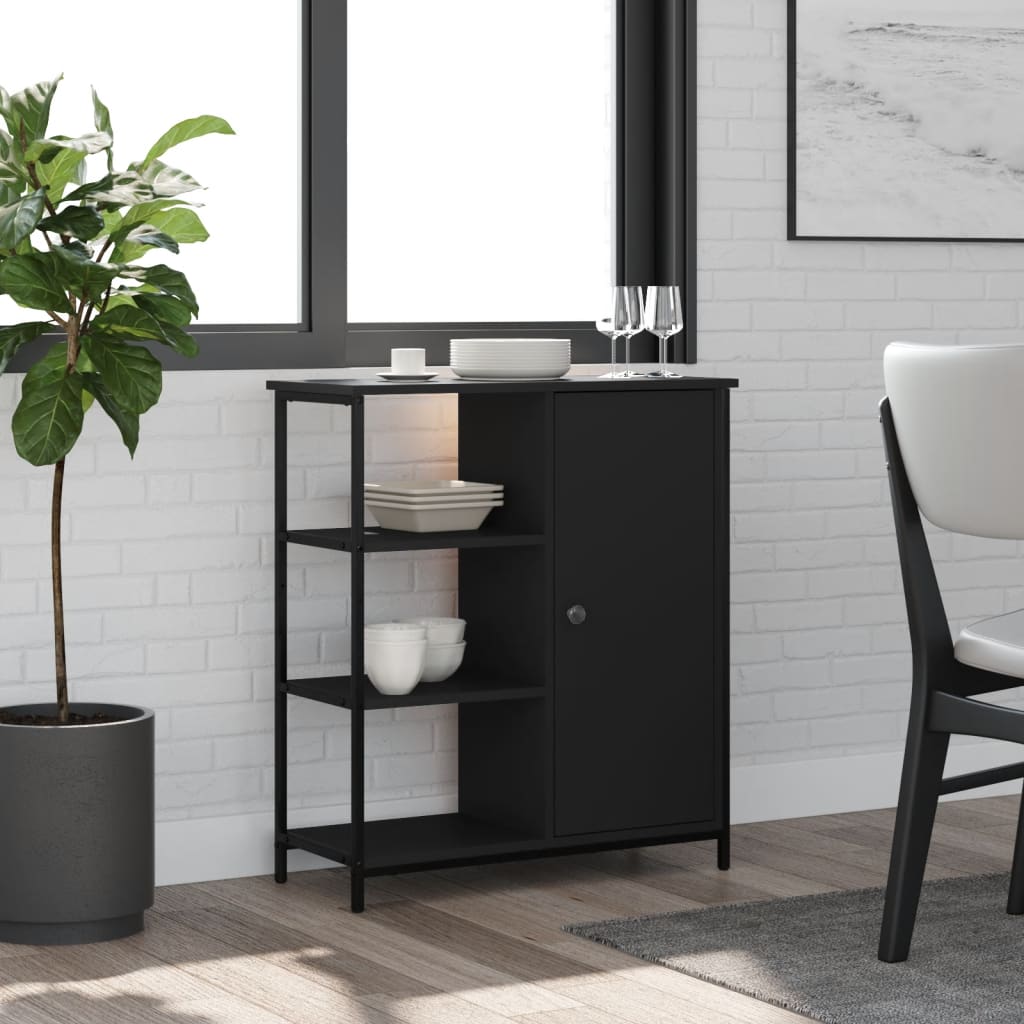 Buffet noir 70x30x80 cm bois d'ingénierie - XIOS