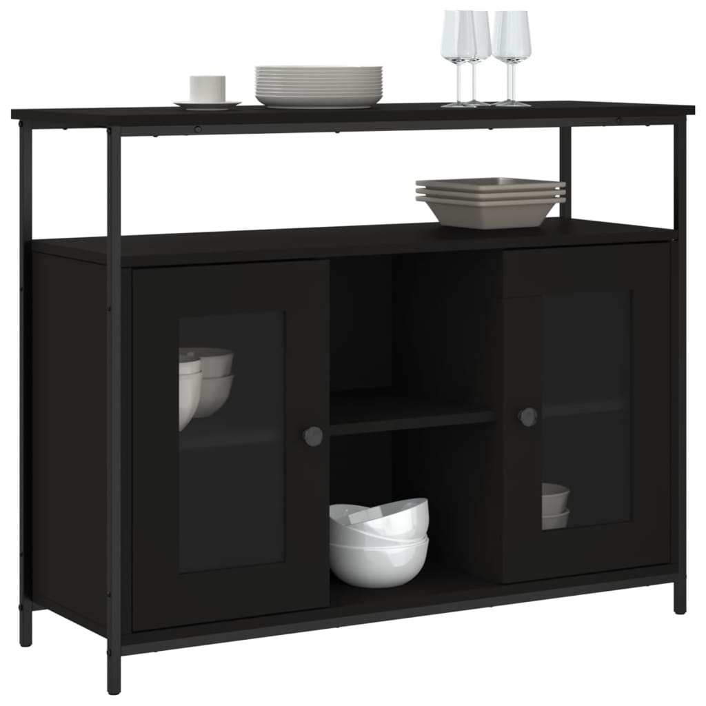 Buffet noir 100x35x80 cm bois d'ingénierie - XIOS