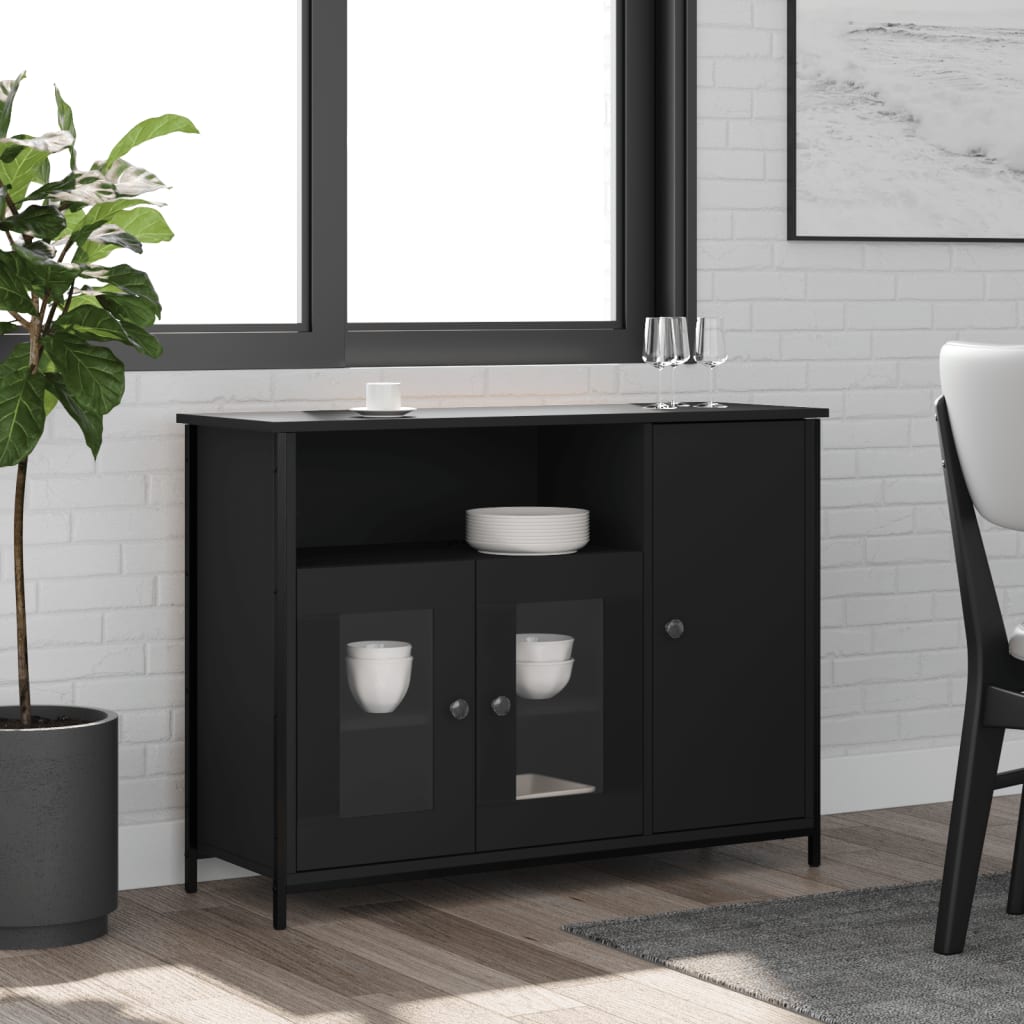 Buffet noir 100x35x75 cm bois d'ingénierie - XIOS