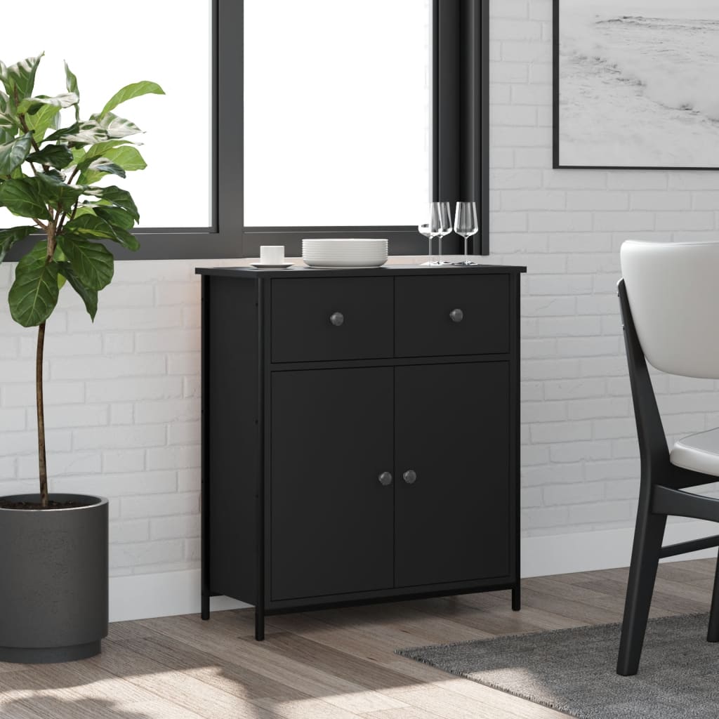 Buffet noir 70x30x80 cm bois d'ingénierie - XIOS