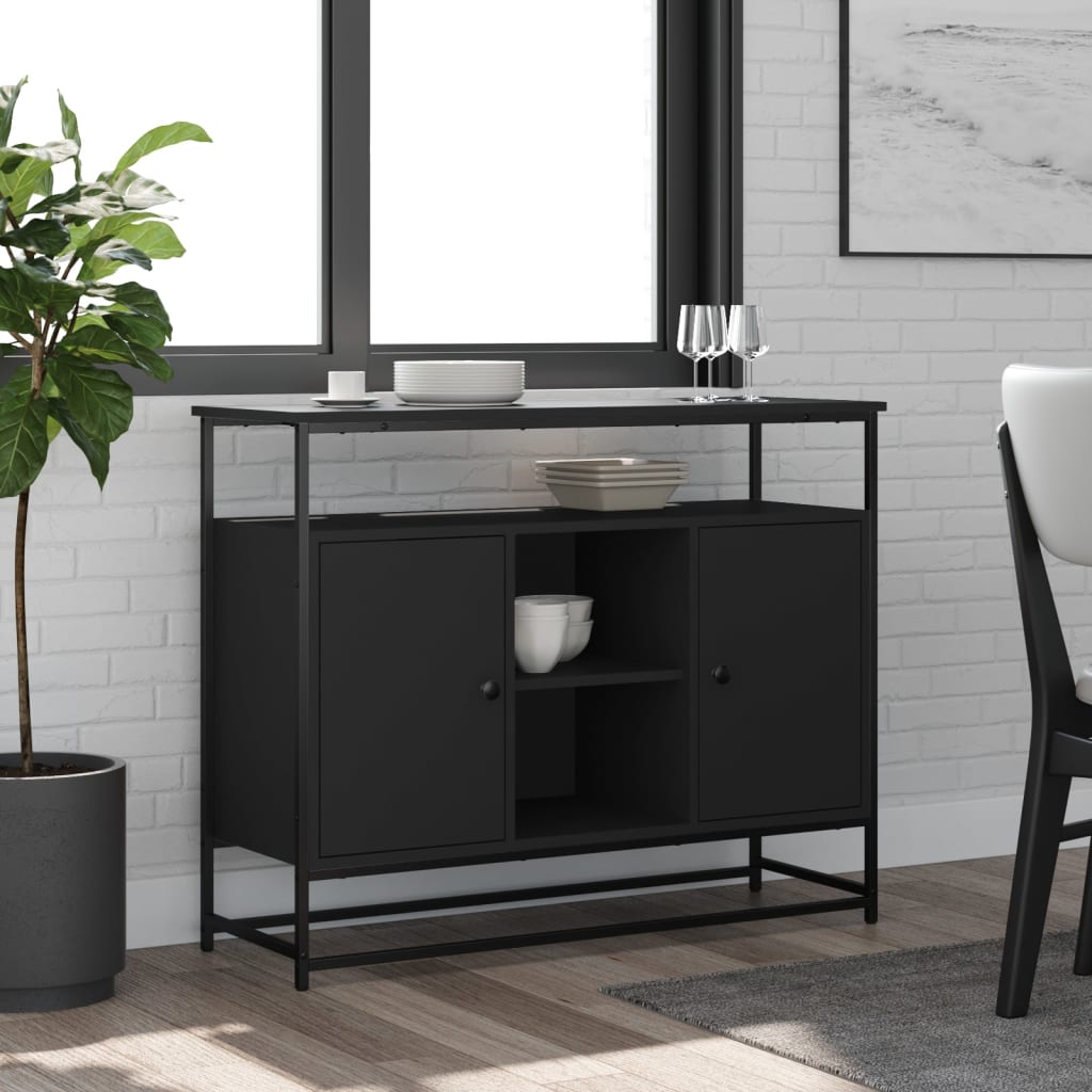 Buffet noir 100x35x80 cm bois d'ingénierie - XIOS