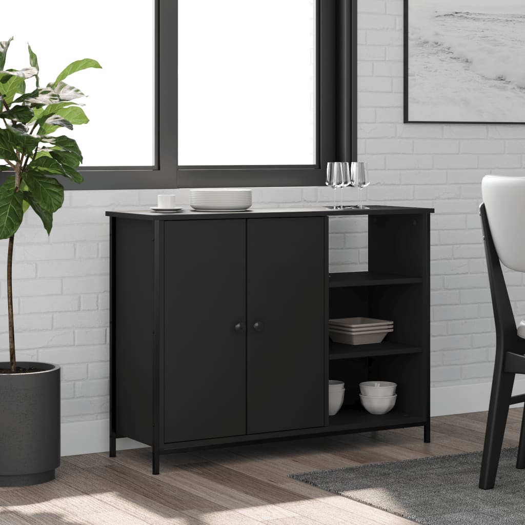 Buffet noir 100x33x75 cm bois d'ingénierie - XIOS