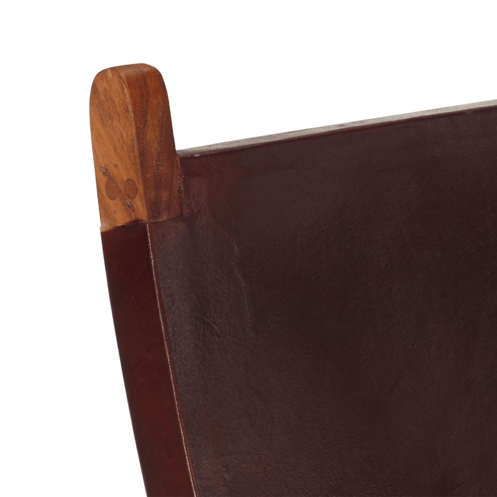 Chaise de relaxation pliable cuir véritable marron foncé - XIOS
