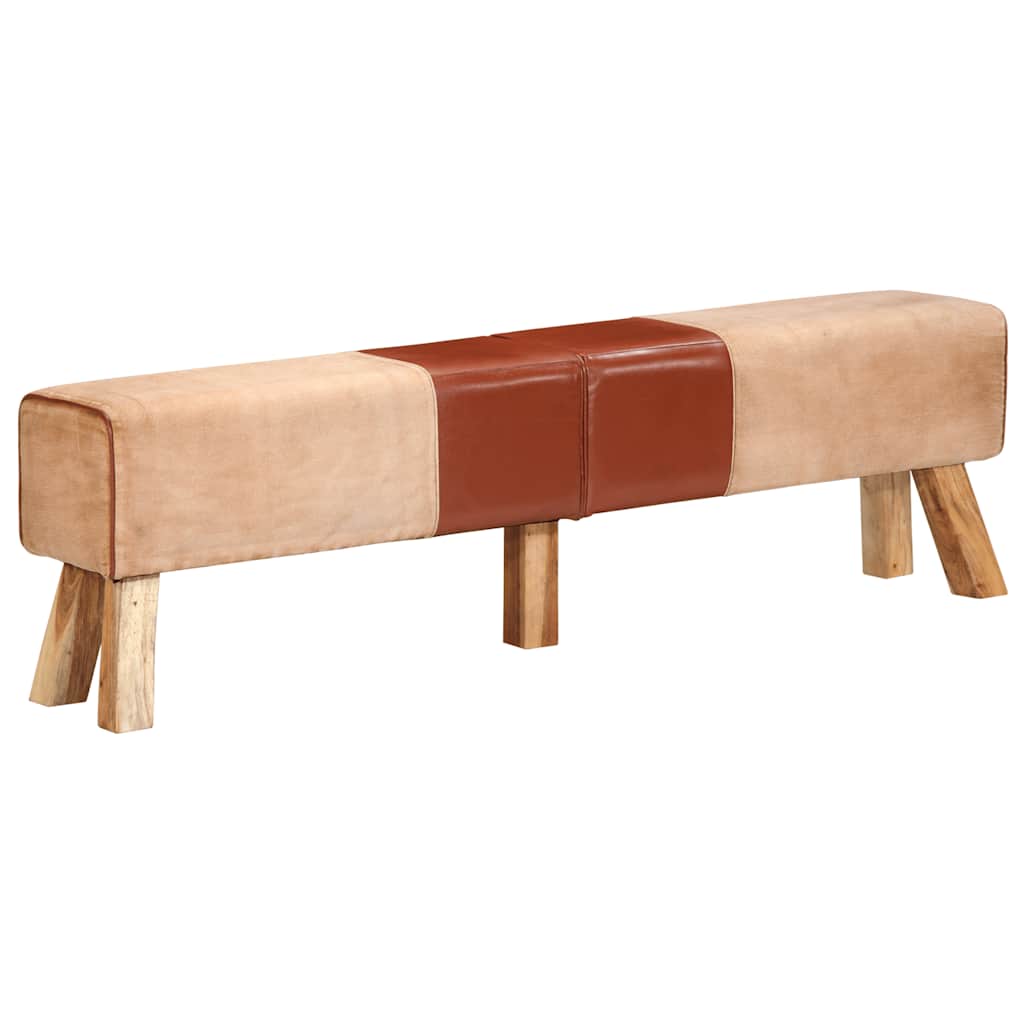 Banc de gymnastique marron 160 cm cuir véritable et toile - XIOS