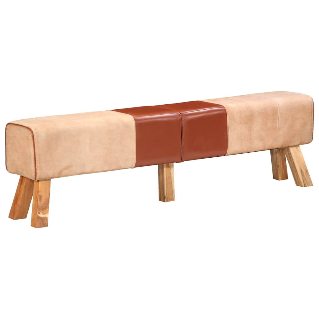 Banc de gymnastique marron 160 cm cuir véritable et toile - XIOS