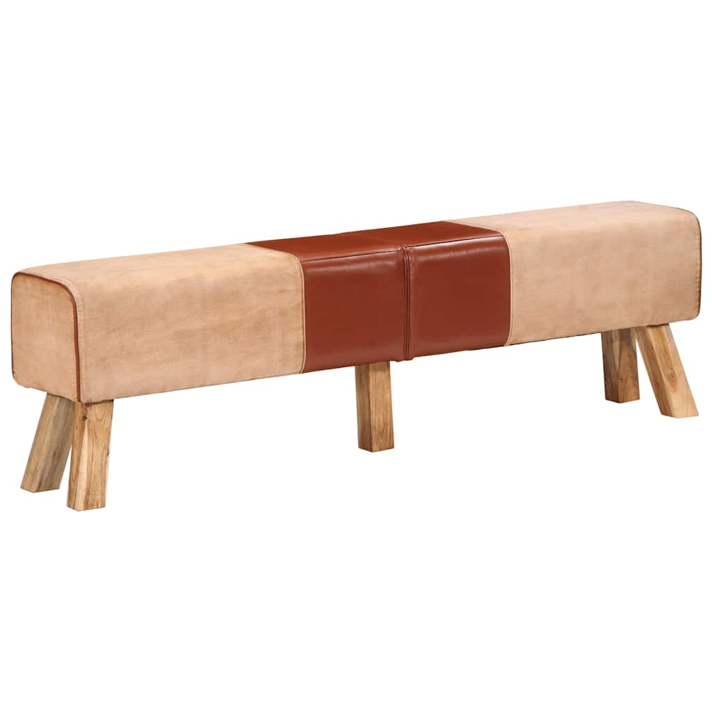 Banc de gymnastique marron 160 cm cuir véritable et toile - XIOS
