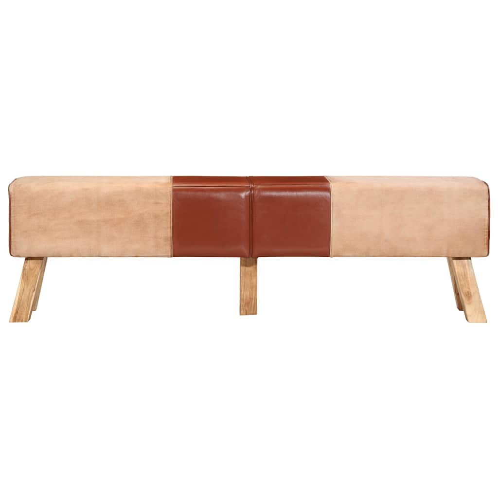 Banc de gymnastique marron 160 cm cuir véritable et toile - XIOS