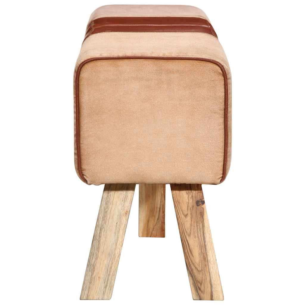 Banc de gymnastique marron 160 cm cuir véritable et toile - XIOS