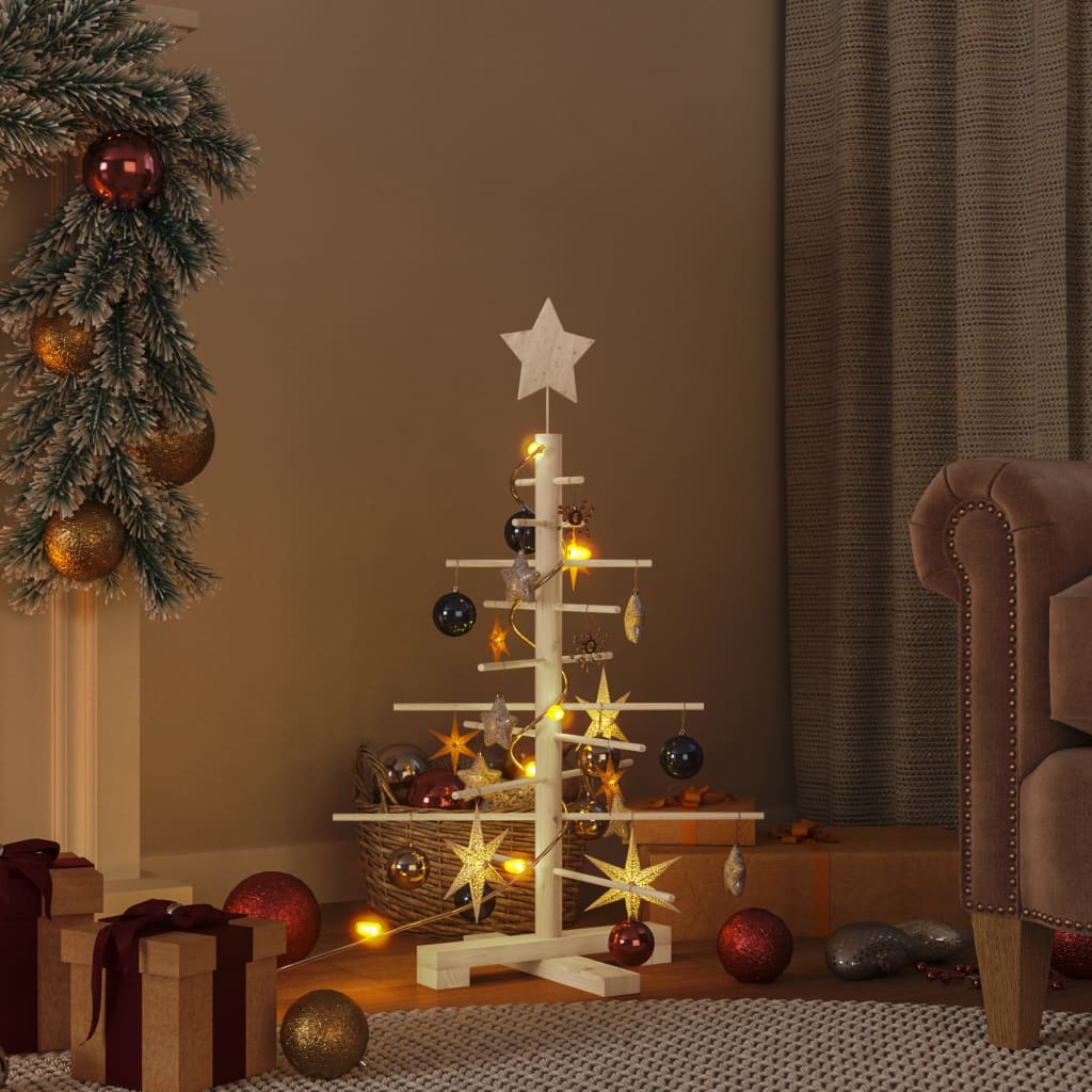 Arbre de Noël en bois pour décoration 75 cm bois massif de pin - XIOS
