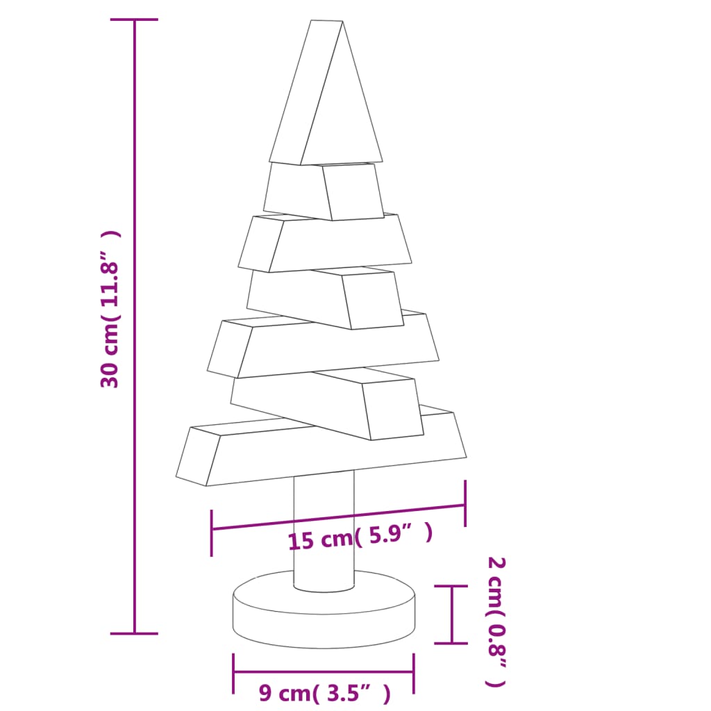 Arbres de Noël en bois pour décoration 2 pcs 30 cm pin massif - XIOS