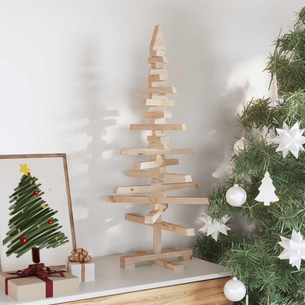 Arbre de Noël en bois pour décoration 90 cm bois massif de pin - XIOS