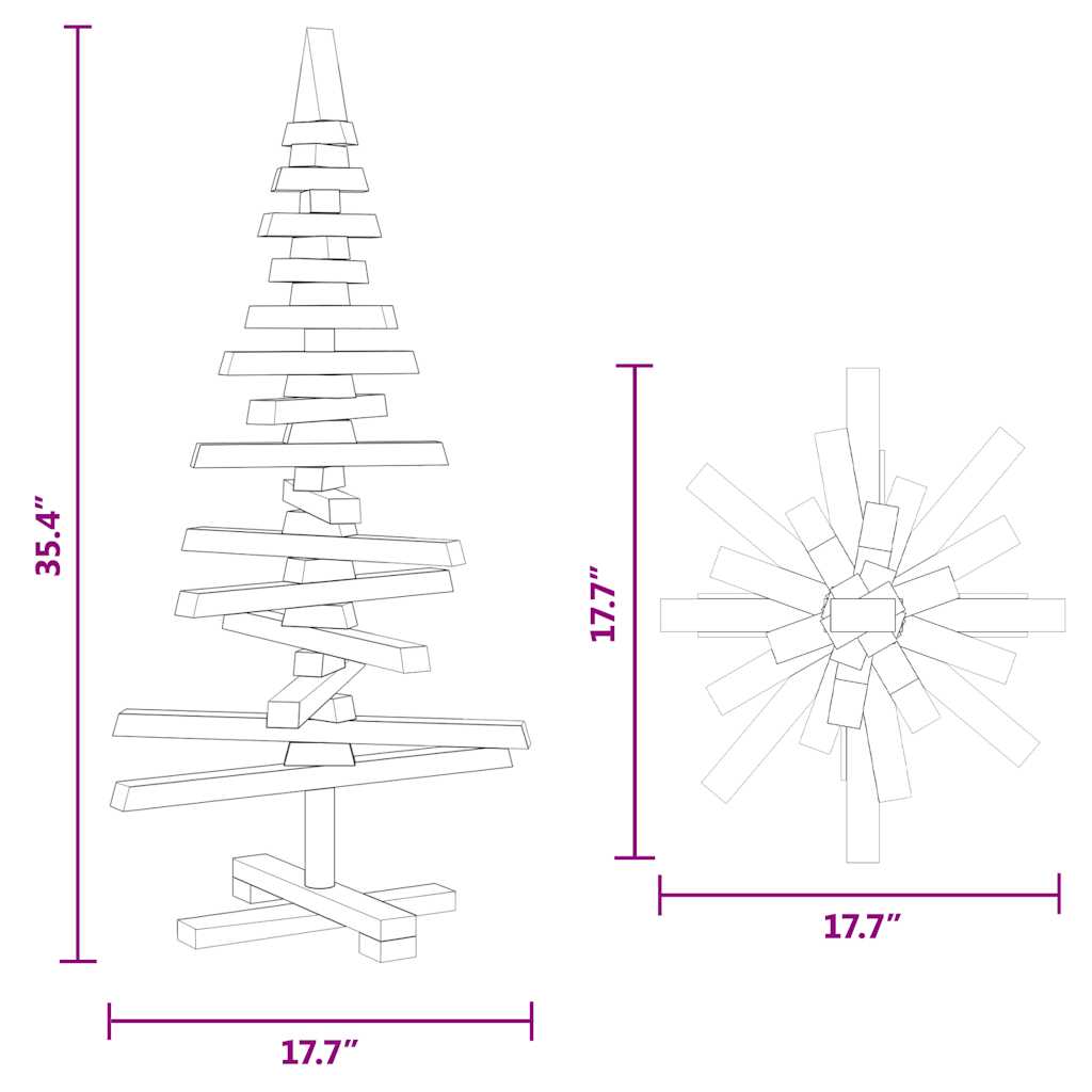 Arbre de Noël en bois pour décoration 90 cm bois massif de pin - XIOS