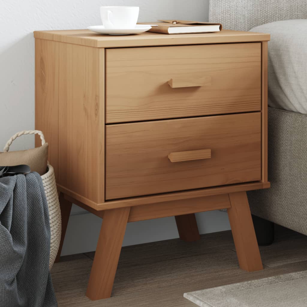 Table de chevet OLDEN marron bois de pin solide - XIOS