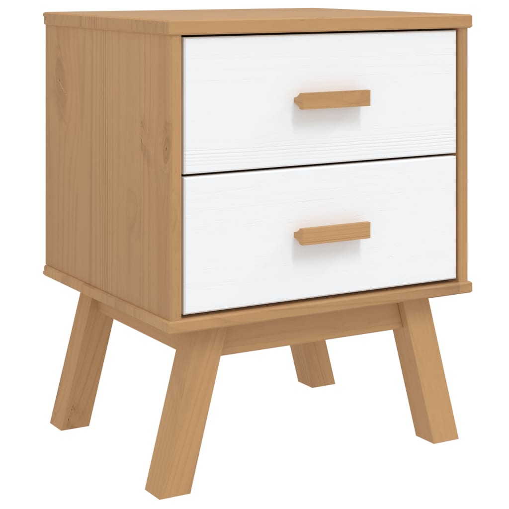 Table de chevet OLDEN blanc et marron bois de pin solide - XIOS