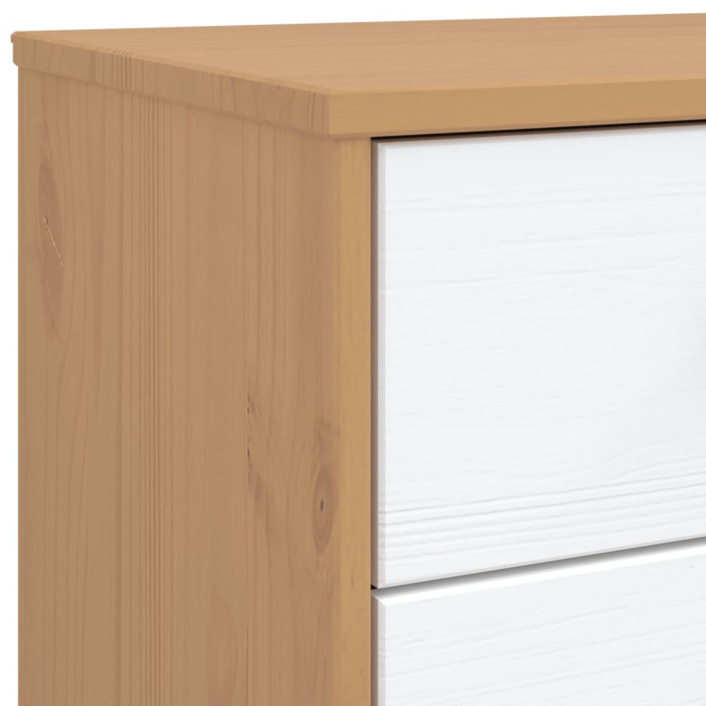 Table de chevet OLDEN blanc et marron bois de pin solide - XIOS