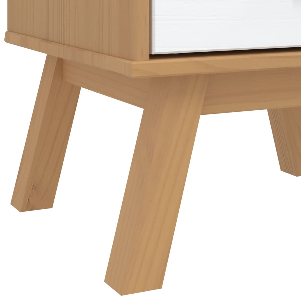 Table de chevet OLDEN blanc et marron bois de pin solide - XIOS