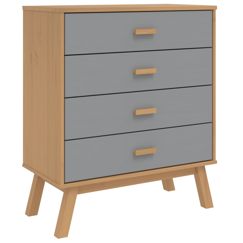 Armoire à tiroirs OLDEN gris et marron bois de pin solide Commodes vidaXL   