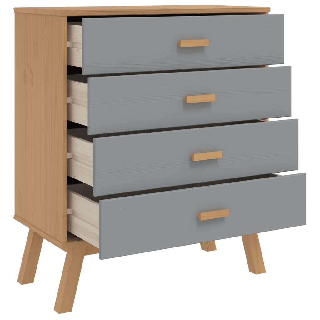 Armoire à tiroirs OLDEN gris et marron bois de pin solide - XIOS
