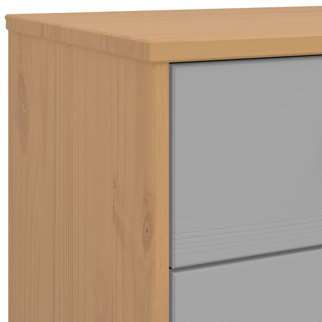 Armoire à tiroirs OLDEN gris et marron bois de pin solide - XIOS