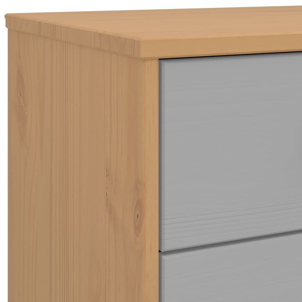 Armoire à tiroirs OLDEN gris et marron bois de pin solide - XIOS