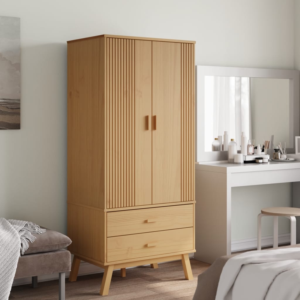 Garde-robe OLDEN marron 76,5x53x172 cm bois massif de pin - XIOS